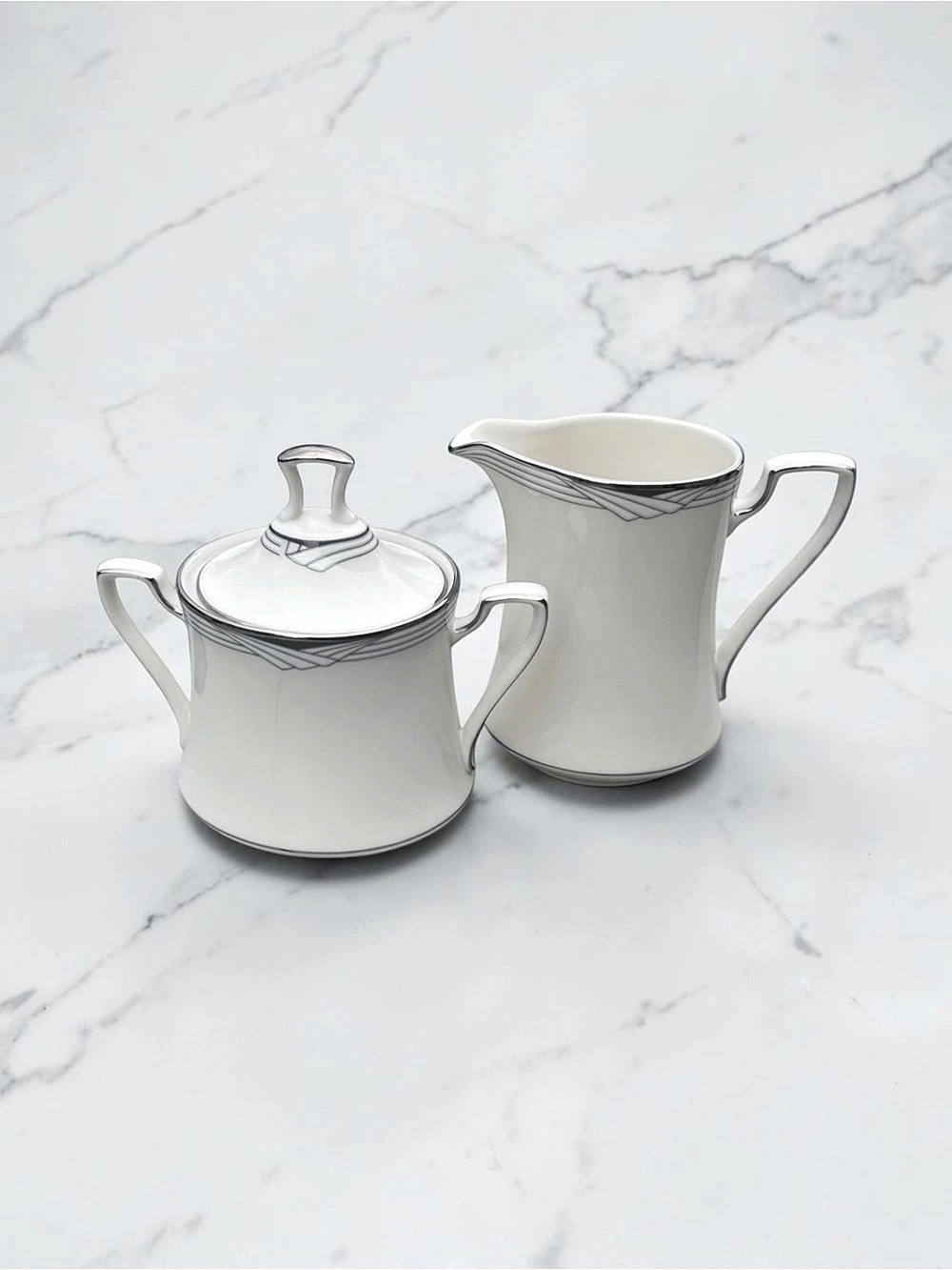 VINTAGE NORITAKE Sterling Cove Creamer & Sugar Set Fine China Retired LIKE New